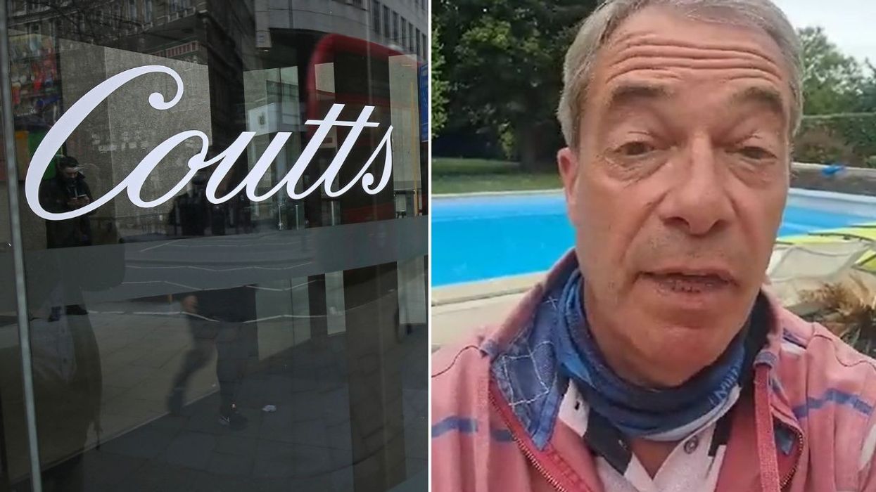 Coutts (left) and Nigel Farage (right)