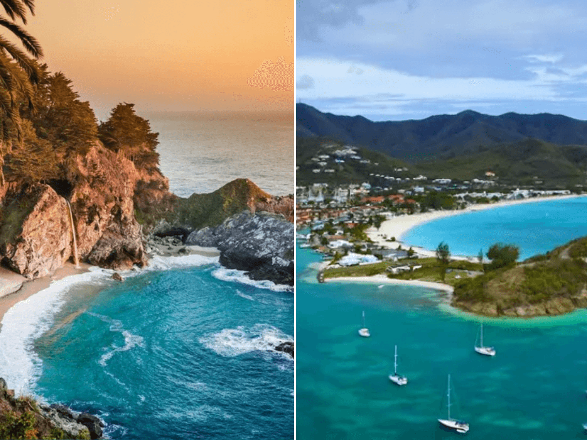 cove beach in Orlando, Florida, USA / Antigua, the Caribbean