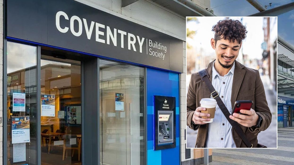 Coventry Building Society and man on phone