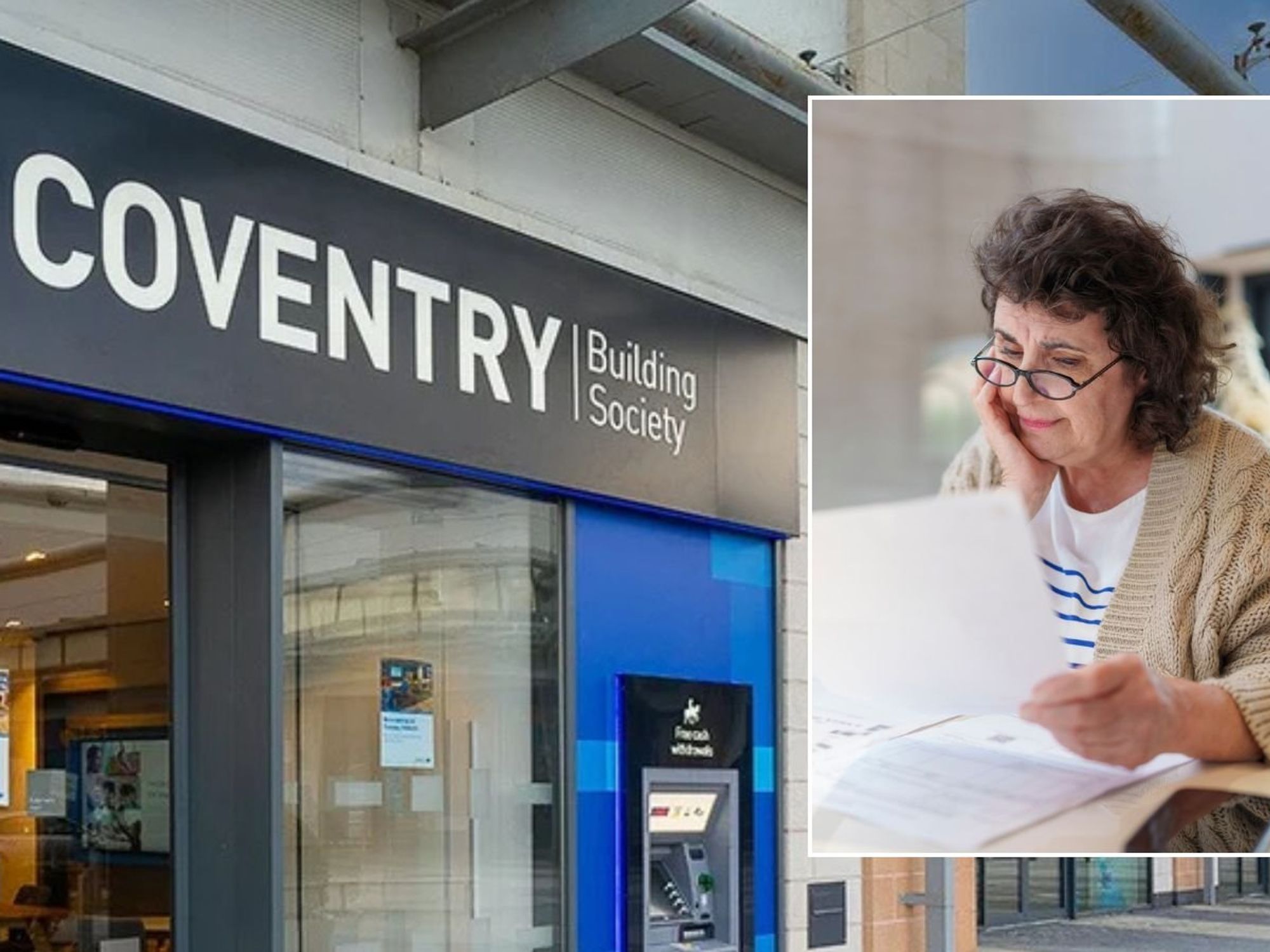 Coventry Building Society and woman looking at form