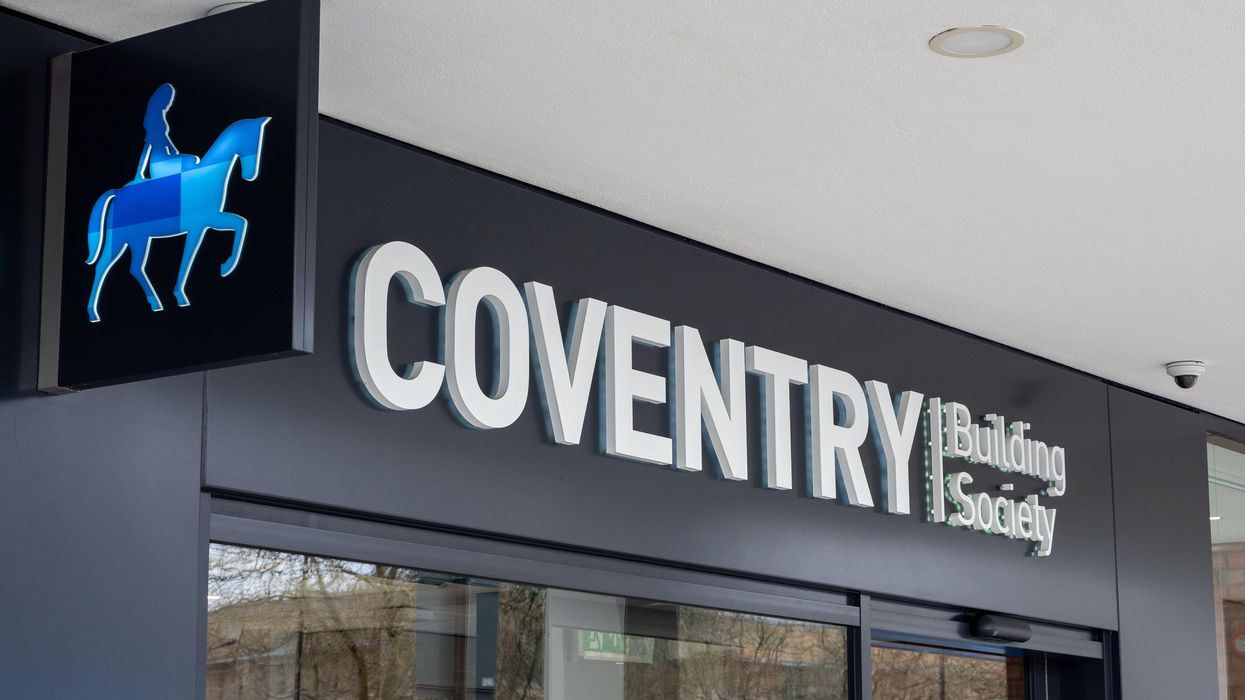 Coventry Building Society logo outside building society branch