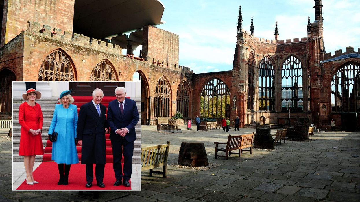 Coventry Cathedral ruins, King Charles, Queen Camilla, German President