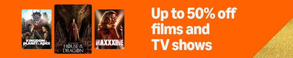 covers of films on an orange background
