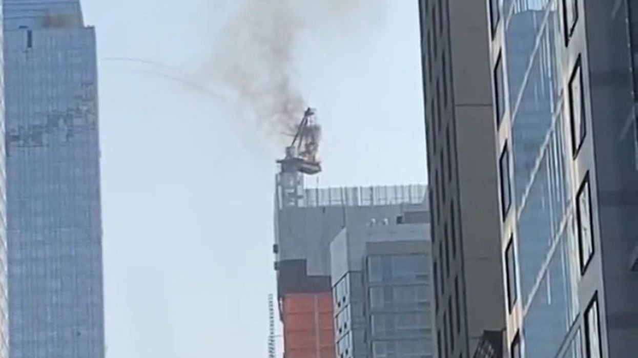 Crane on fire in New York City