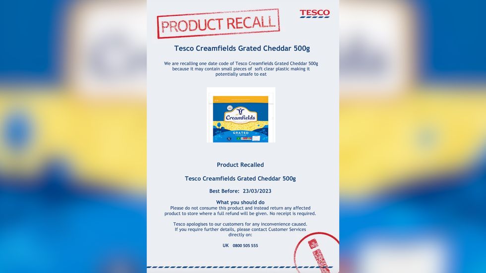 Tesco issues urgent recall of cheese product over concerns it contains