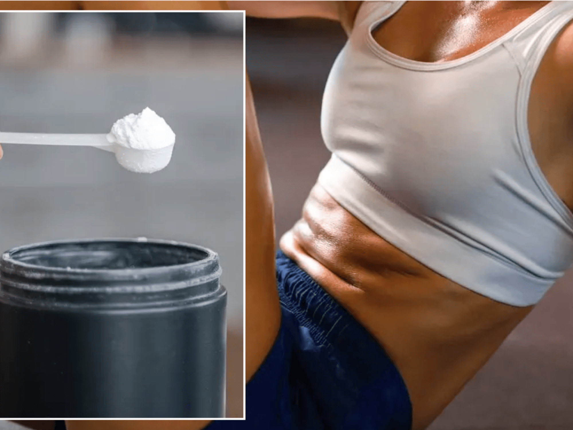 creatine supplement / woman exercising
