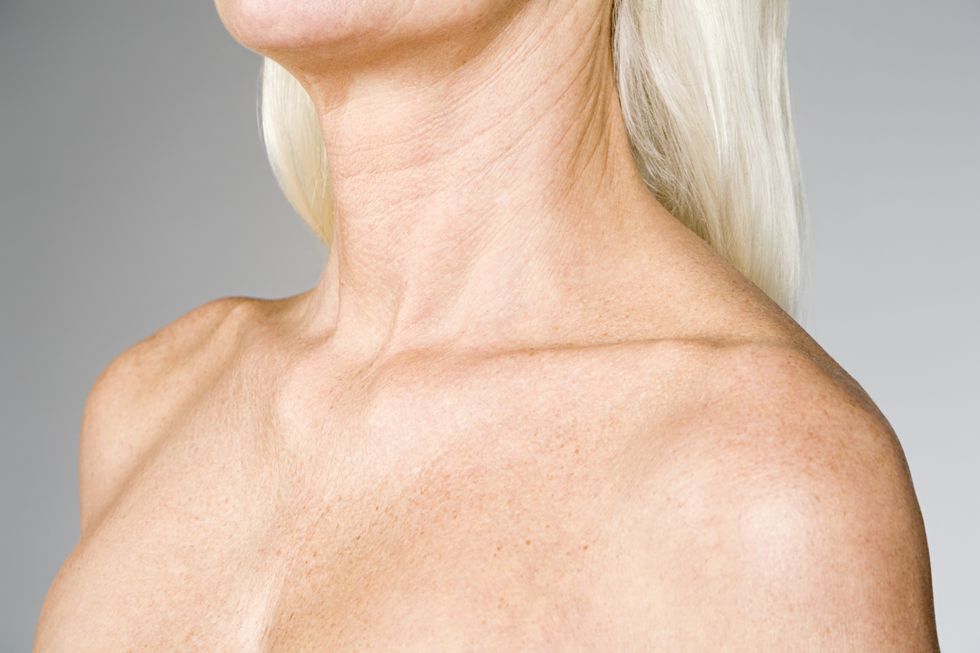 Crepey skin woman's neck