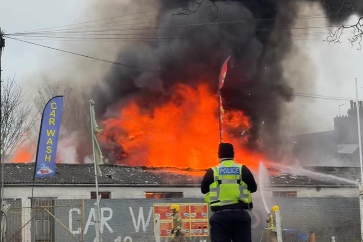 Crews at the scene of the car wash in Skegness