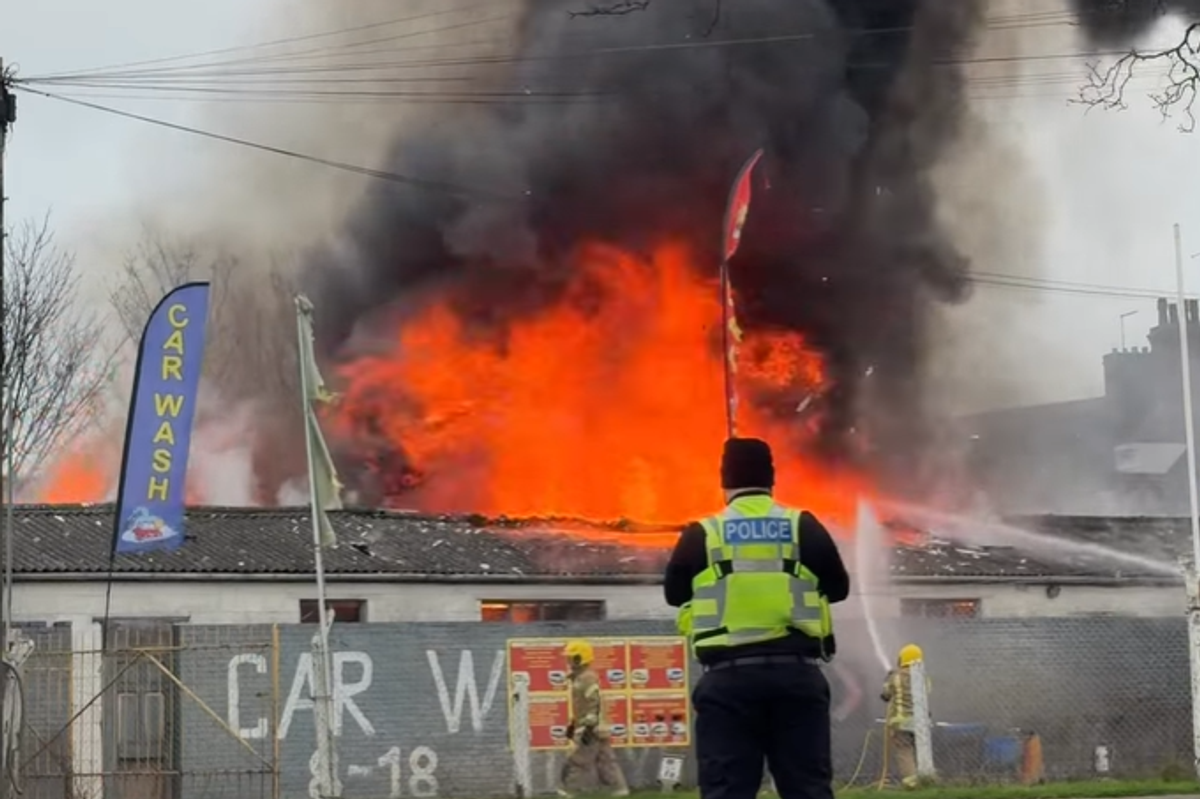 Crews at the scene of the car wash in Skegness