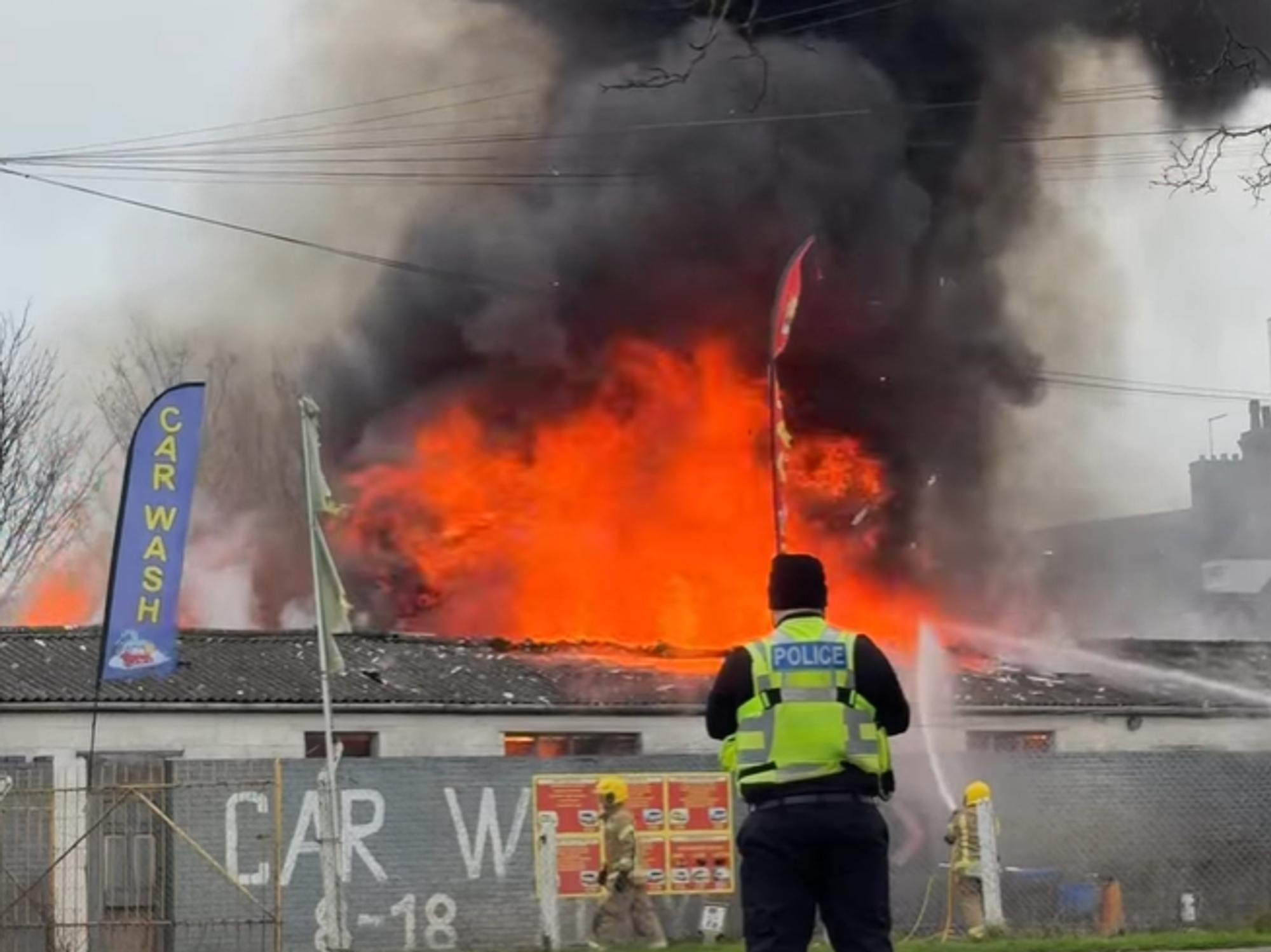 Crews at the scene of the car wash in Skegness