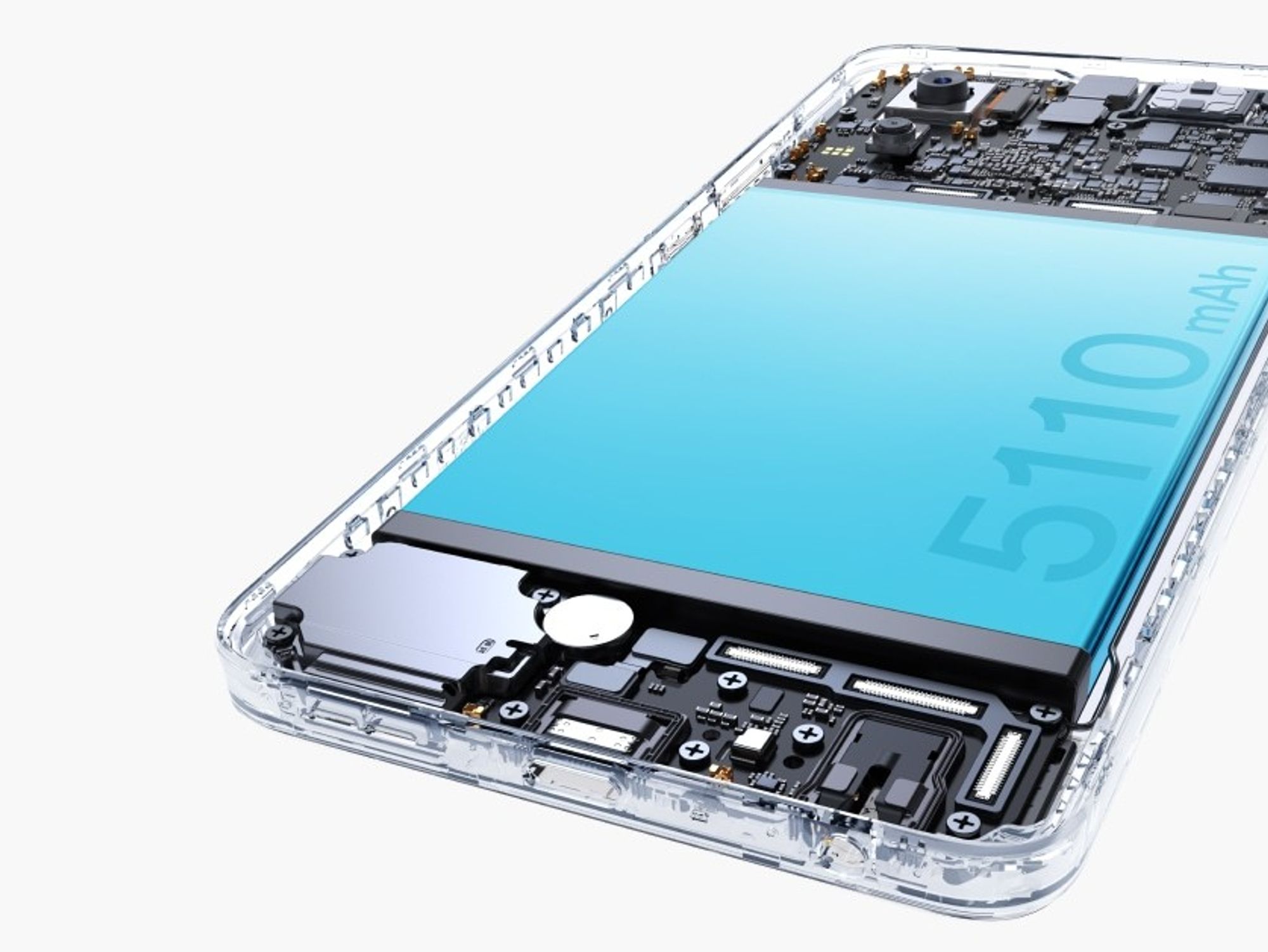 cross-section of the OnePlus Nord CE 4 Lite 5G showing the 5,100mAh battery cell