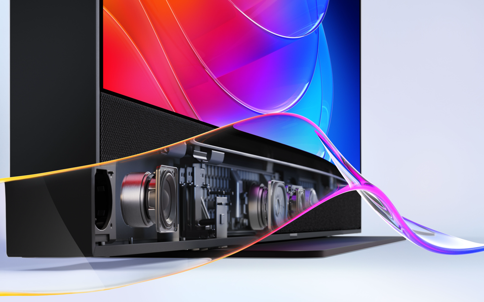 cross-section of the sky glass gen 2 design showing the new speaker system inside