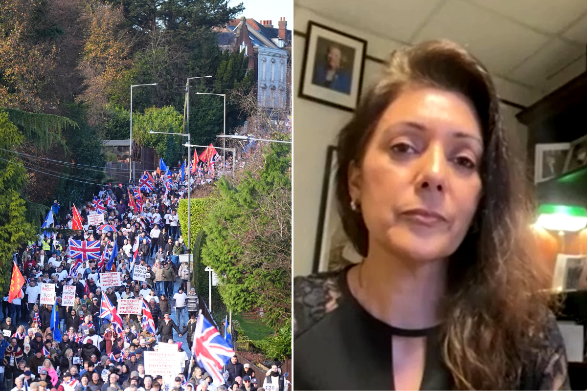 Crowborough residents flocking to the streets to protest decision to house migrants in nearby army camp; Nusrat Ghani speaking to Martin Daubney
