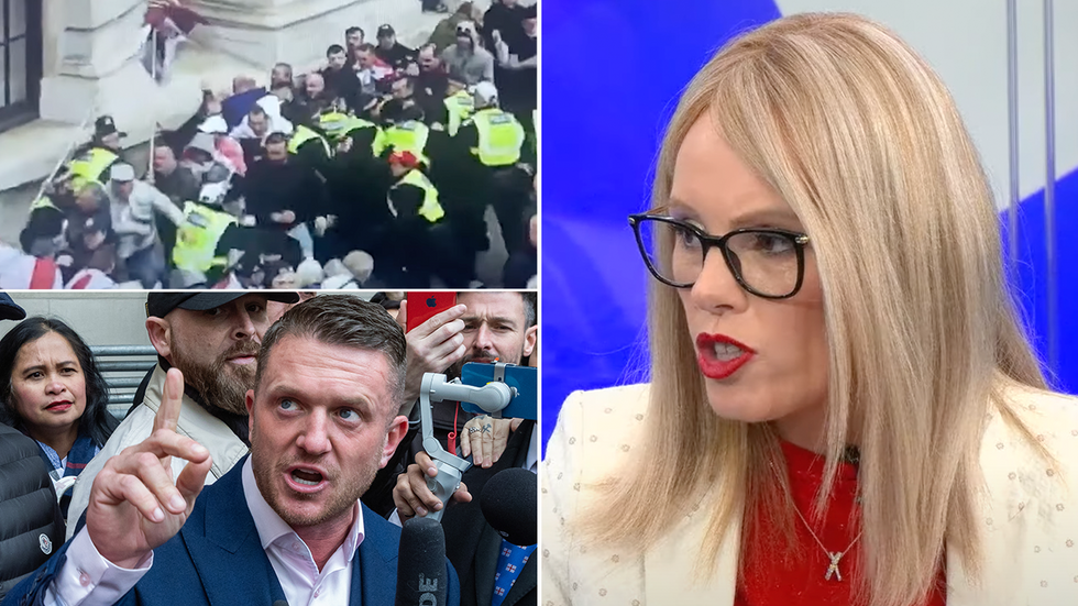 Crowds clash with the police at a St George's Day event, Tommy Robinson and Michelle Dewberry