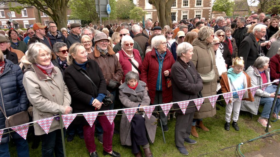 Crowds gathered at Queen Elizabeth II statue unveiling
