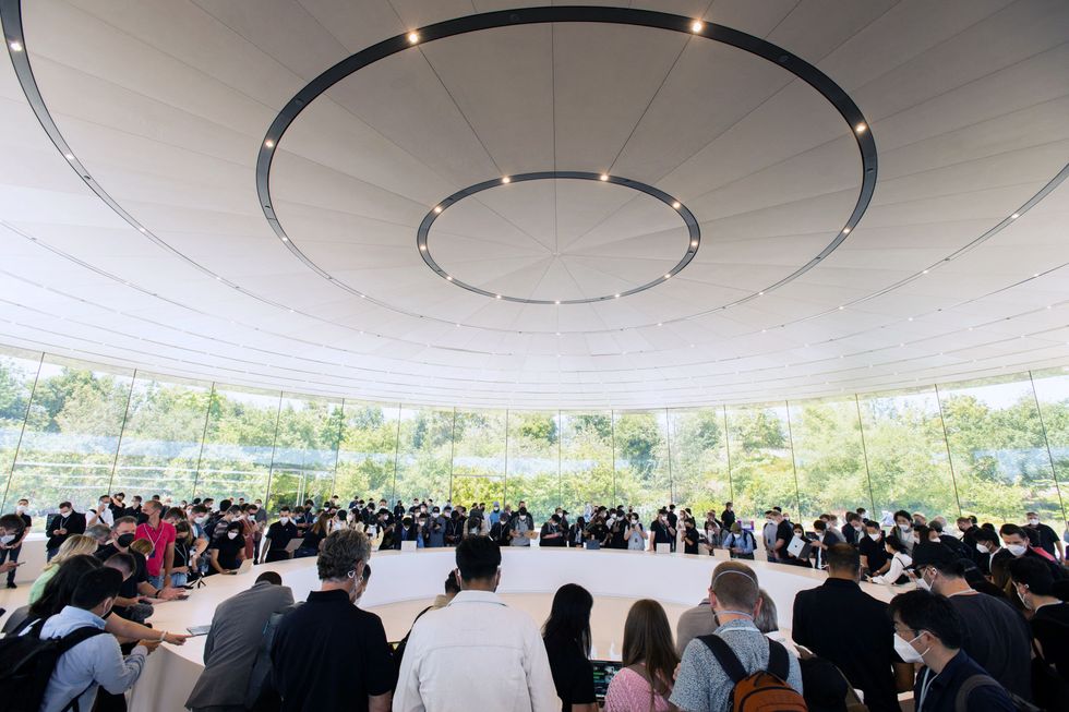 crowds gathered in the Steve Jobs Theatre in Cupertino California