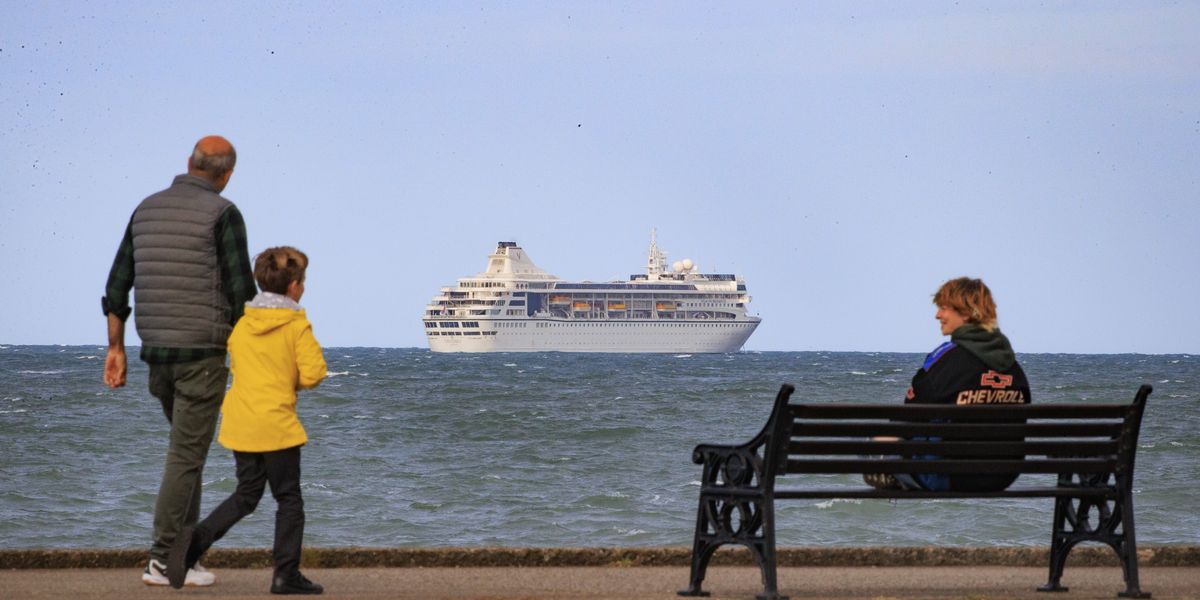 NextImg:'Cursed' cruise ship which set sail after four-month delay anchored AGAIN after sailing for just hours