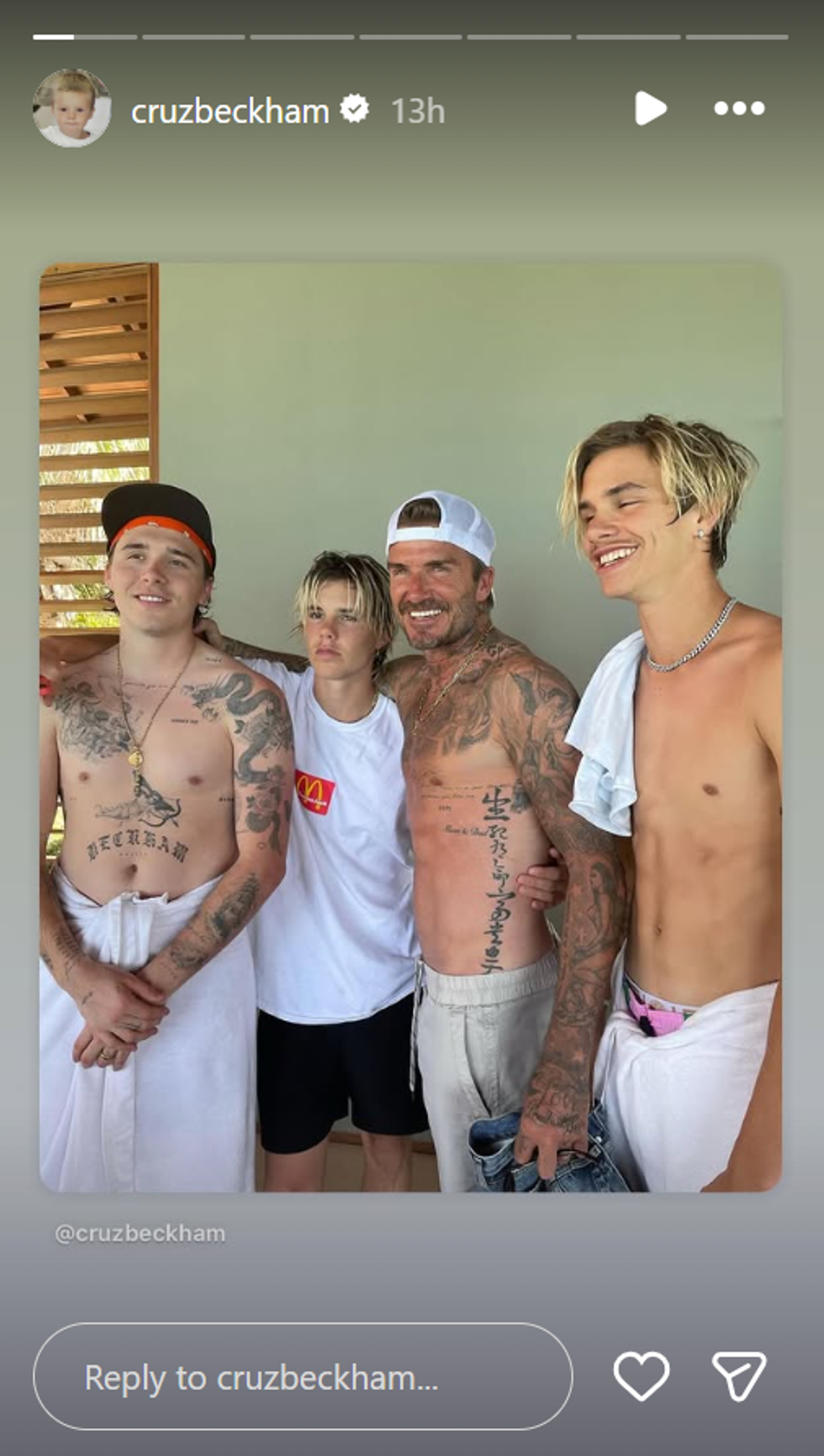 Cruz Beckham Instagram story