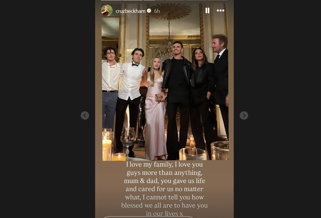 Cruz Beckham's Instagram post