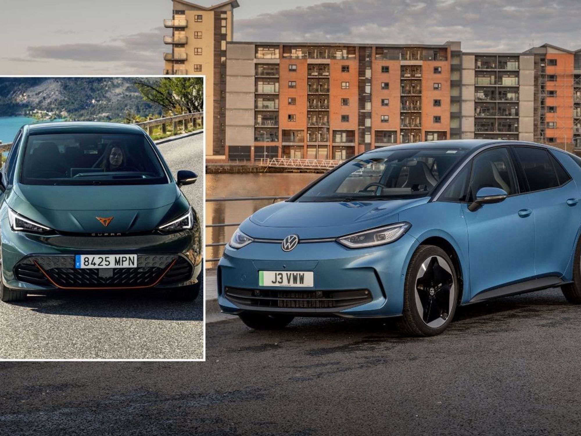 Cupra Born and a Volkswagen ID.3 electric cars