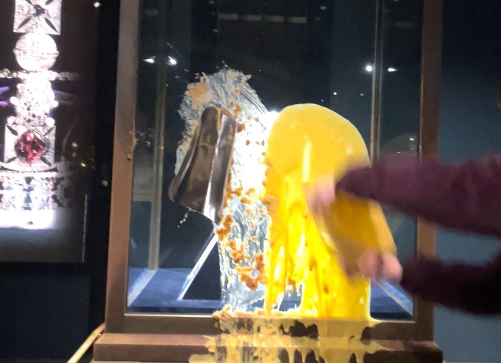 Custard on Crown Jewels display case