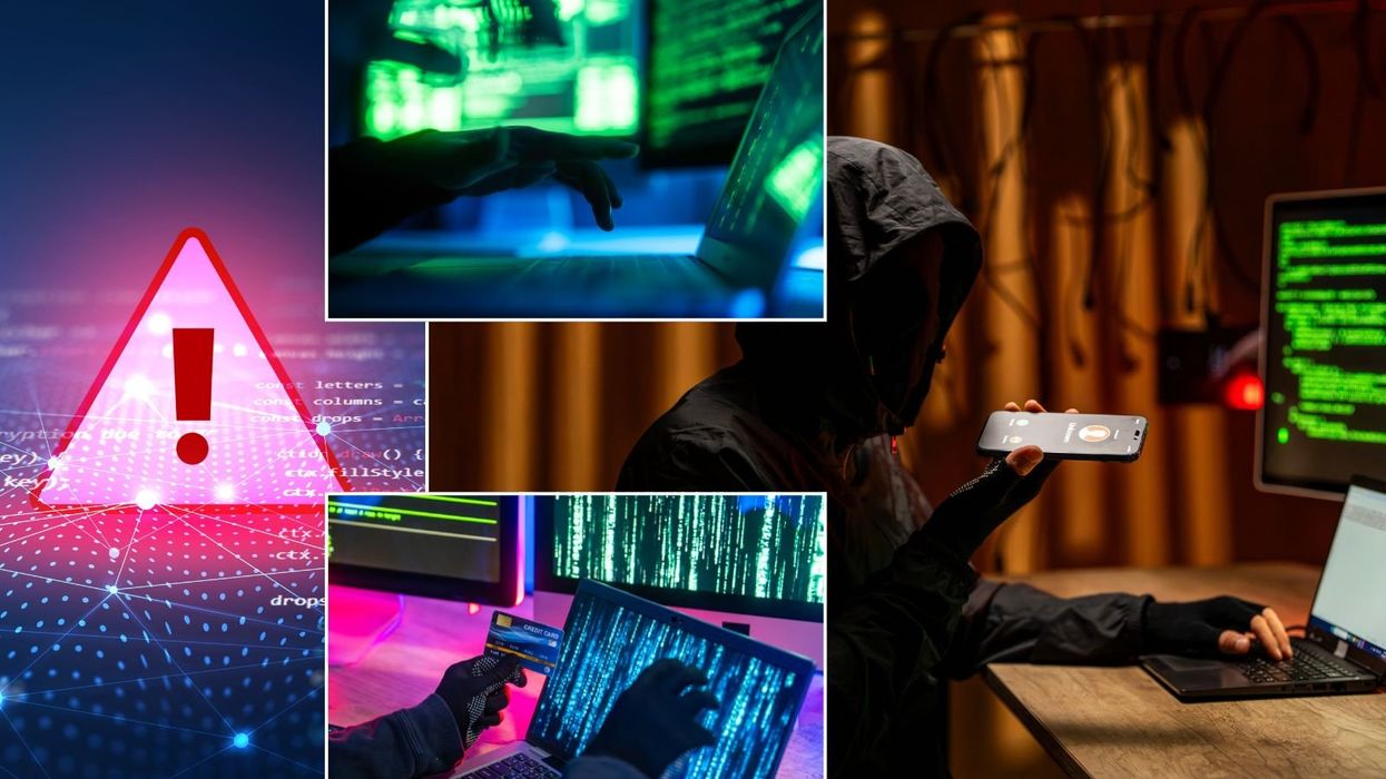 Cyber fraud criminal at his laptop