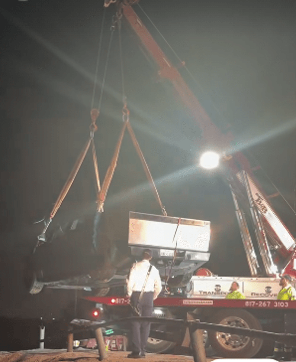 Cybertruck being lifted out of lake