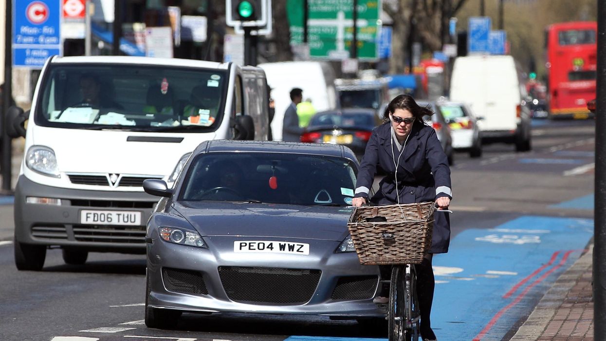 Cyclist and car