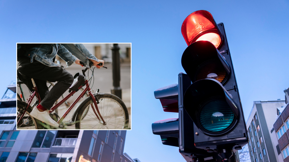 Cyclist and red light