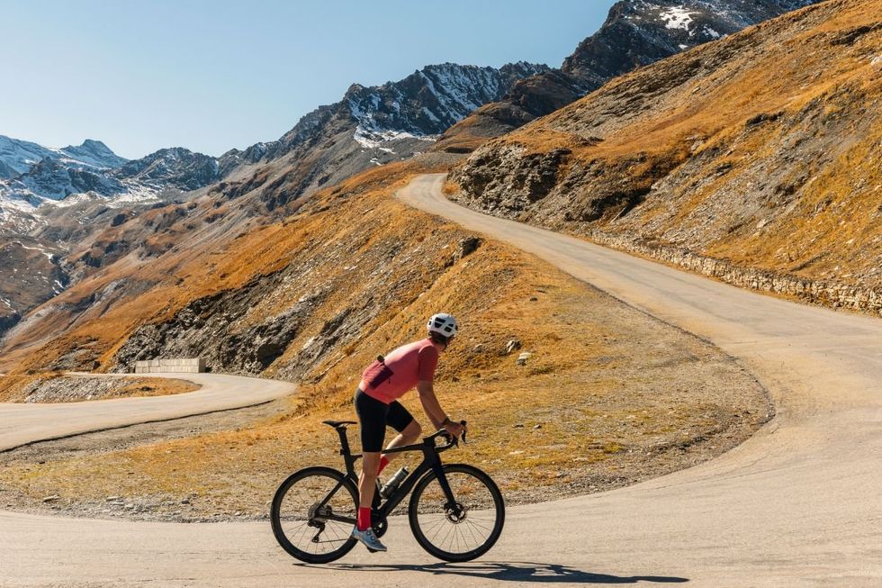 cyclist going uphill