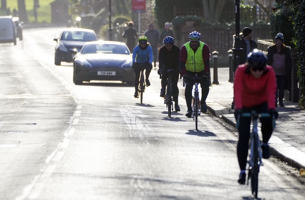 Cyclists on the road