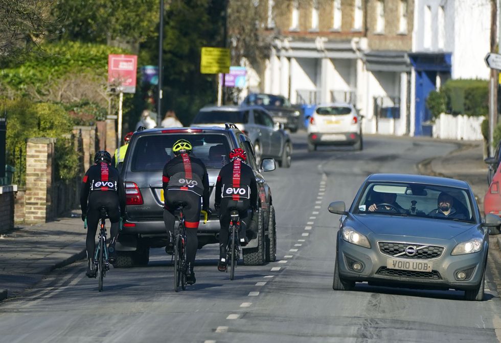 Cyclists ride their bikes in Windsor, Berkshire. Picture date: Sunday January 30, 2022.