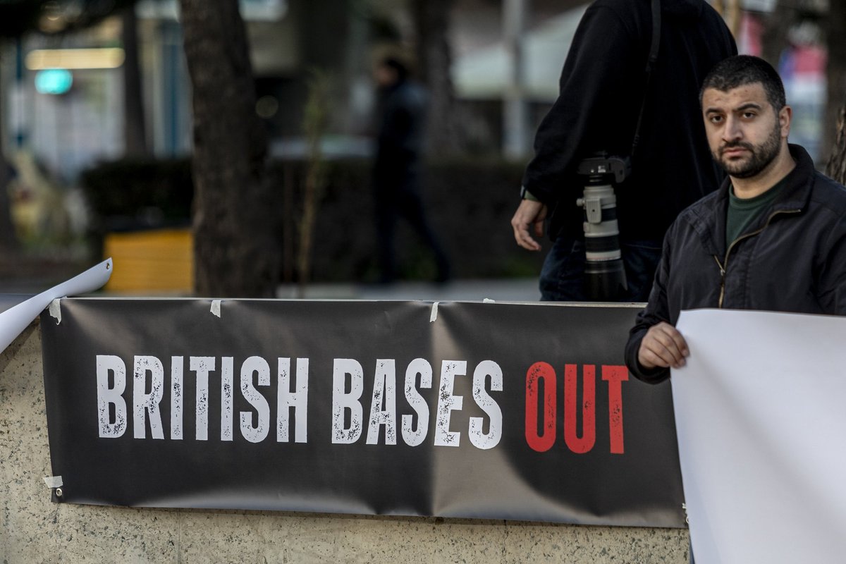 Cypriot ant-SBA protestor