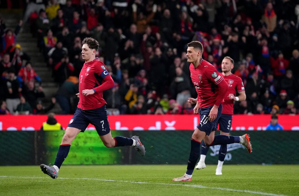 Czechia players celebrate their World Cup play-off win over Ireland