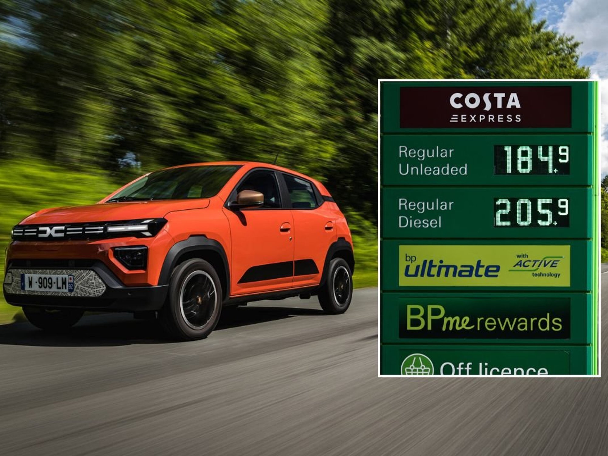 Dacia Spring electric vehicle and expensive fuel prices