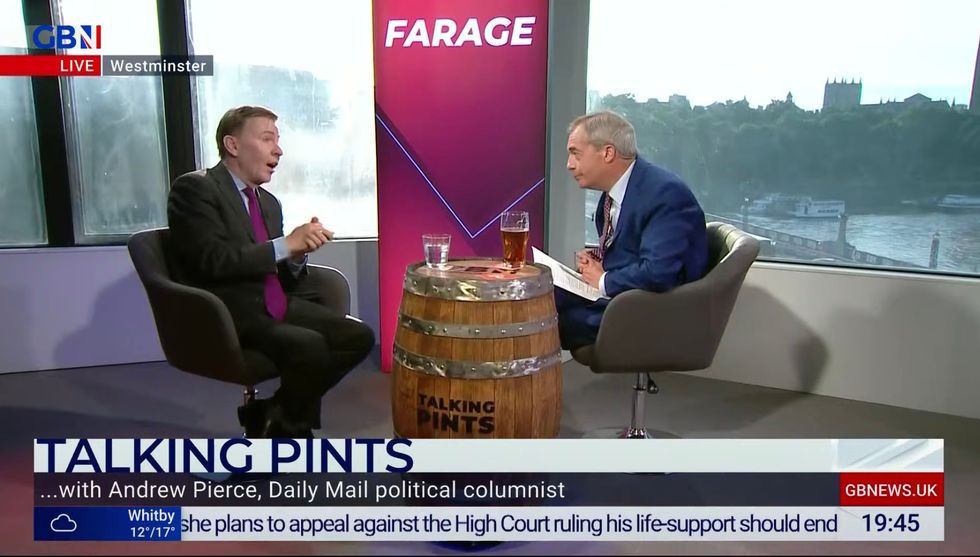 Daily Mail political columnist Andrew Pierce spoke to GB News Presenter Nigel Farage in Talking Pints