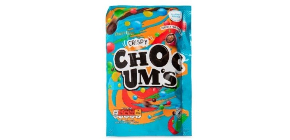 Dairyfine Crispy Choc Um's, sold at Aldi