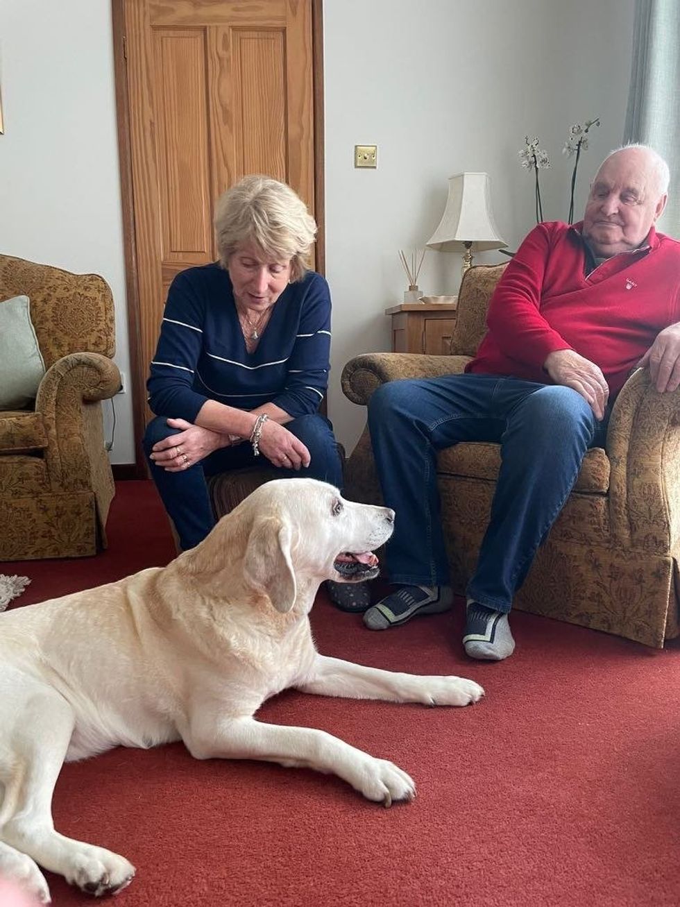 Daisy sits with the Potters