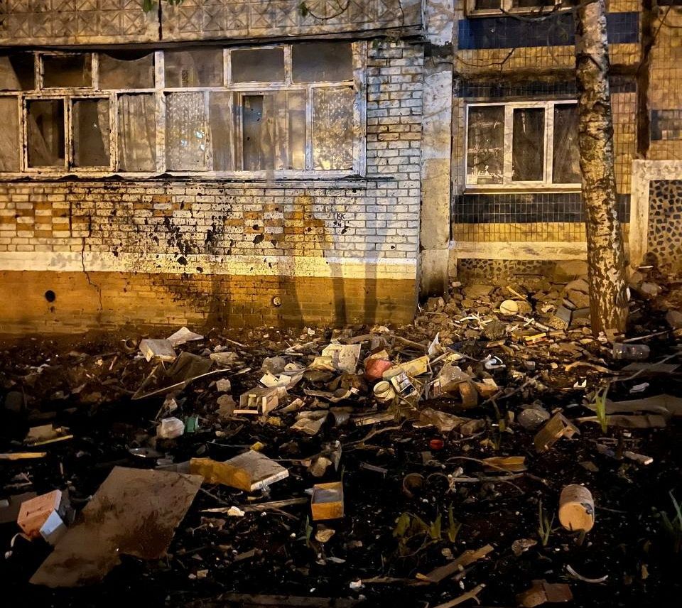 Damage following an accidental bombing in Russia