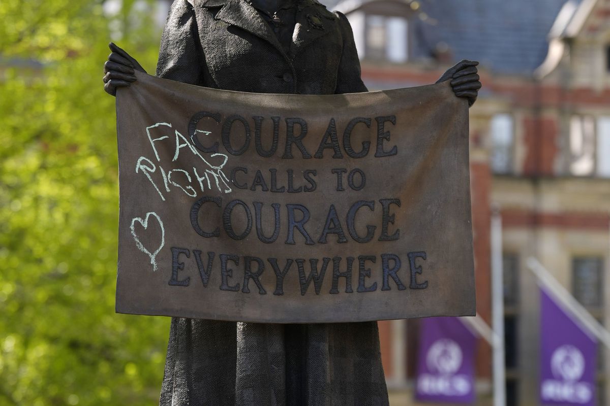 Damage to statues in Parliament Square