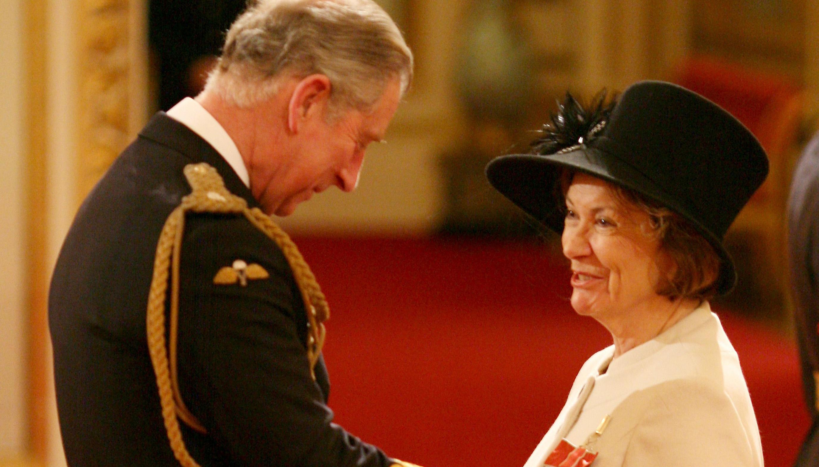 Dame Joan Bakewell, one of Britain's leading women broadcasters is made a Dame Commander by the Prince of Wales for services to journalism and to the arts, inside the Ballroom at Buckingham Palace, London.