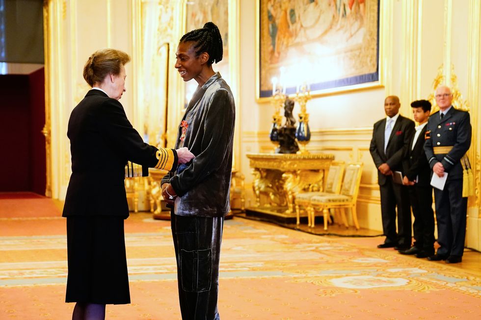 Dame Sharon White is made a Dame Commander of the British Empire by The Princess Royal during an investiture ceremony at Windsor Castle. Picture date: Tuesday November 30, 2021.