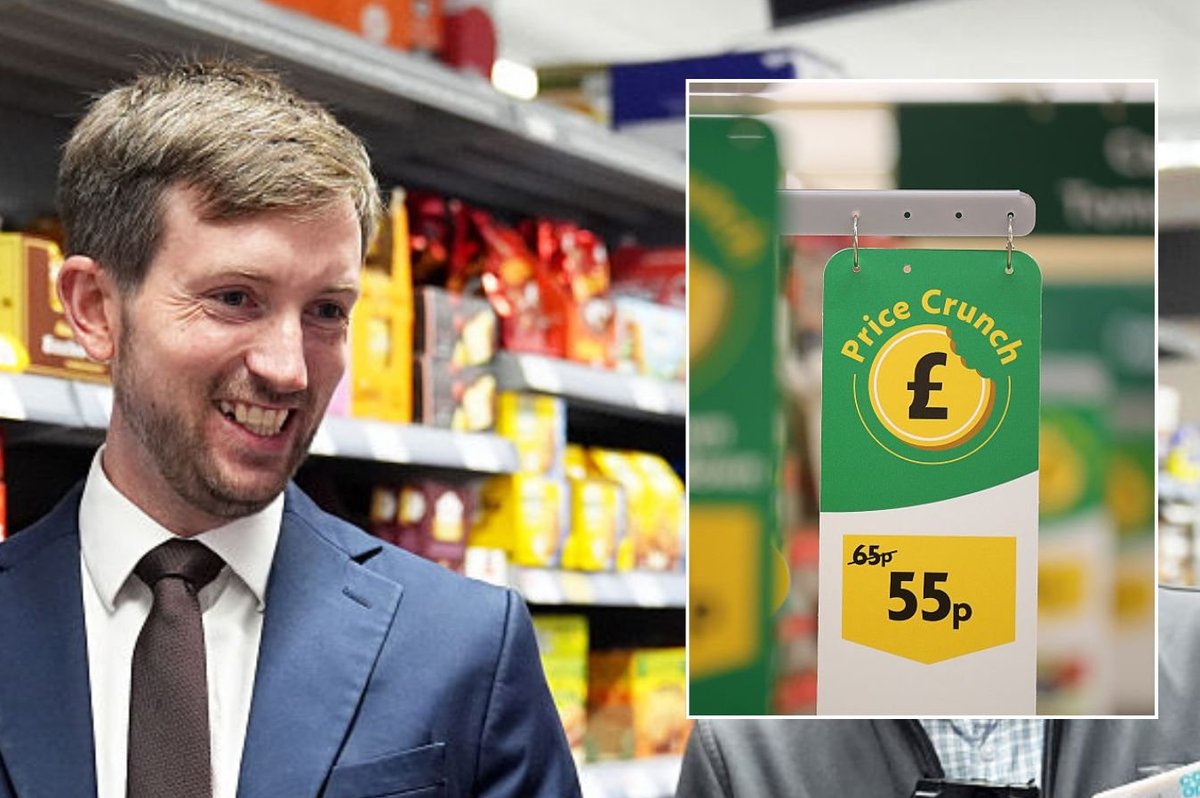 Dan Tomlinson at supermarket and Morrisons sale advertisement