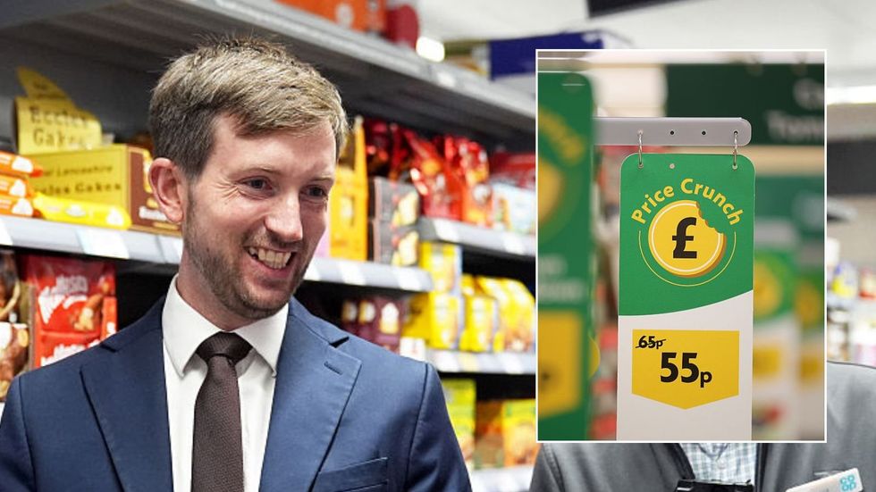 Dan Tomlinson at supermarket and Morrisons sale advertisement