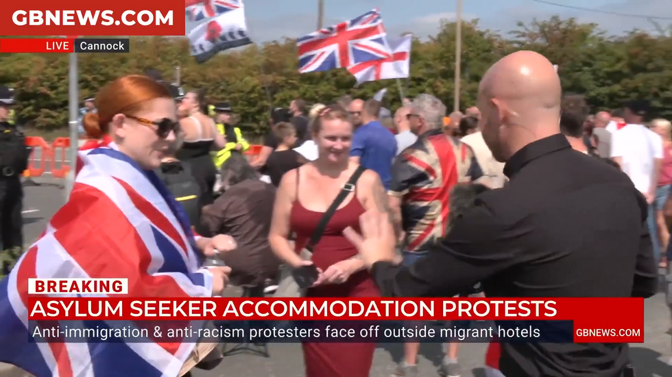 Dana spoke to GB News from migrant hotel protests in Cannock\u200b