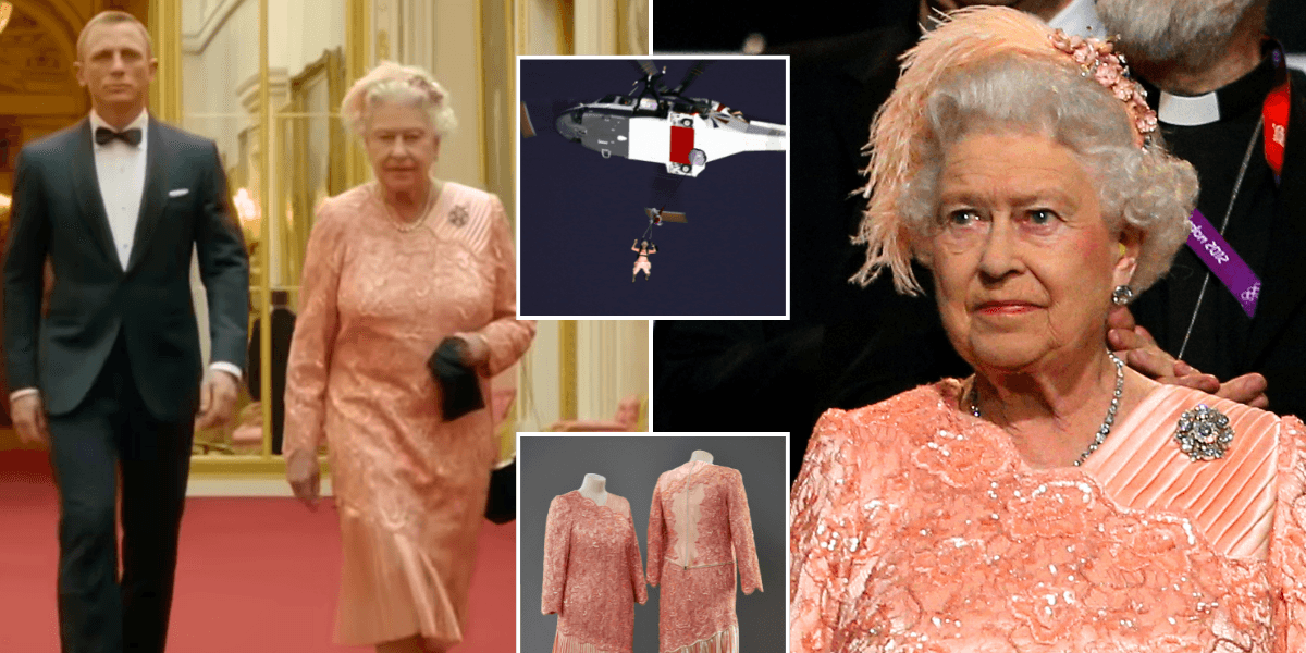 Iconic dress from Queen Elizabeth II’s stunt double in James Bond sketch is finally unveiled Iconic dress from Queen Elizabeth II’s stunt double in James Bond sketch is finally unveiled