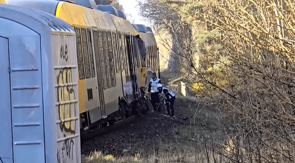 Danish emergency crews tending to the wreckage this morning