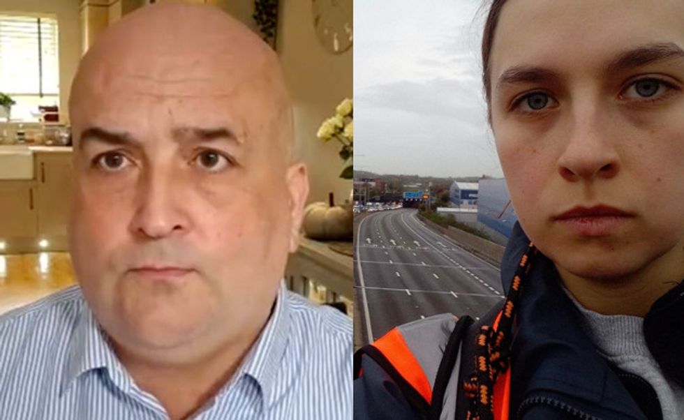 Danny Kelly and a Just Stop Oil protester