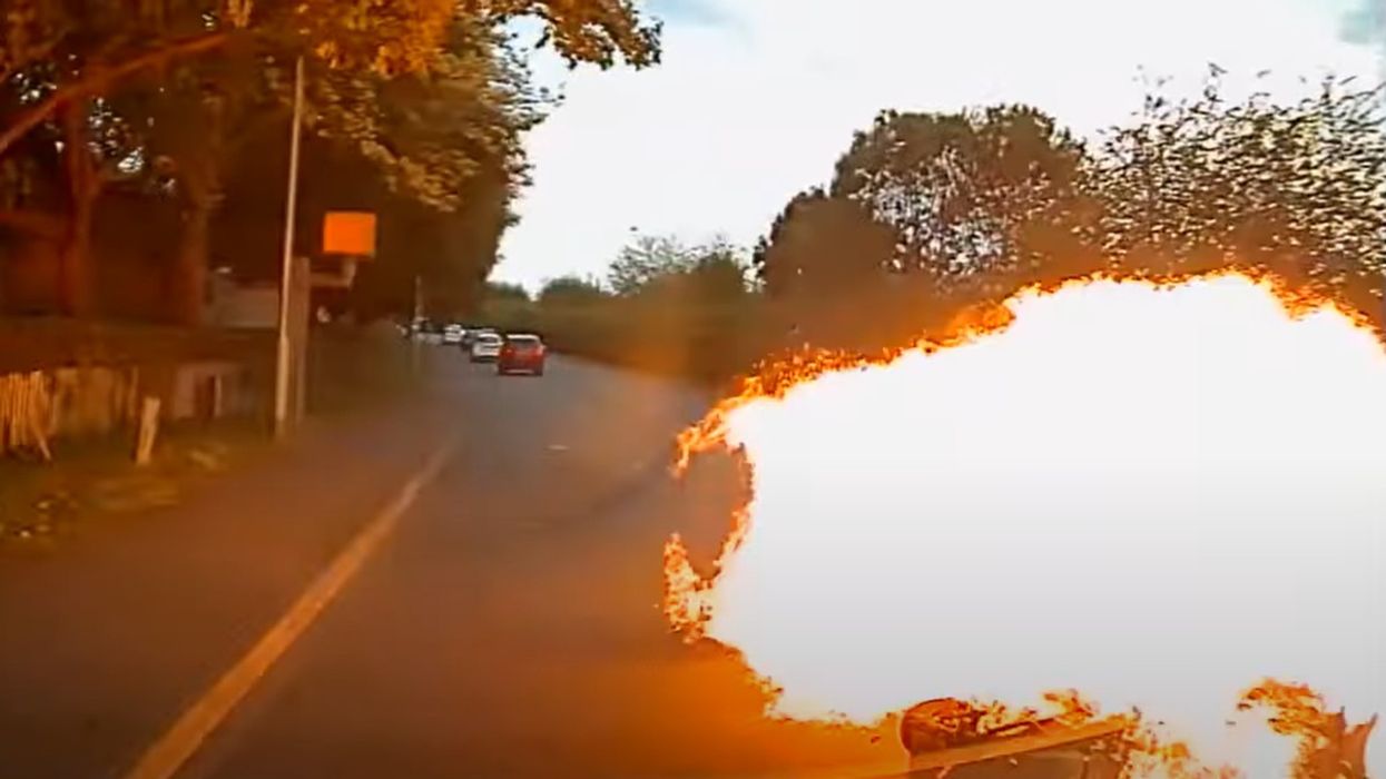 Dashcam footage showing motorbike crash in Cambridge