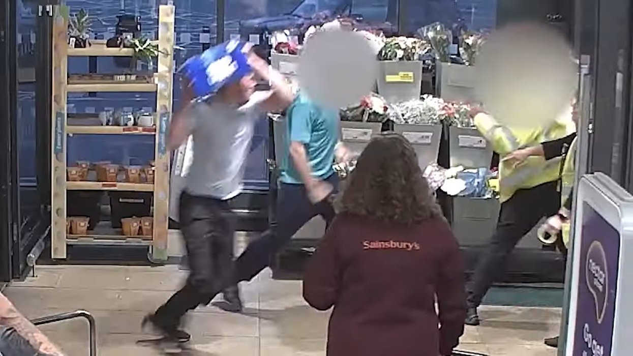 Davey Brown throwing beer at Sainsbury's staff